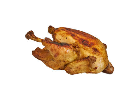 roasted chicken on a plateの写真素材