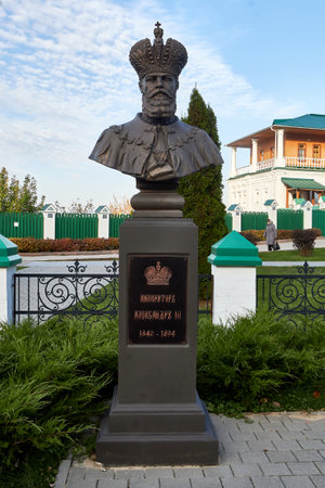 Monument to the founder of the Kolkhoznitsky monastery.の写真素材