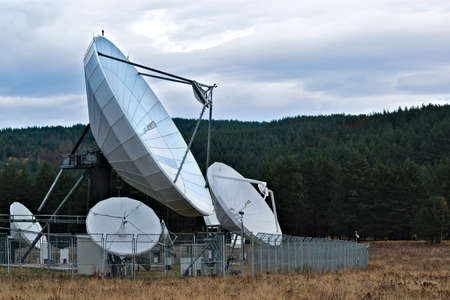 Large satellite dishes - Plana mountain observatory, Bulgariaの写真素材