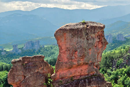Unique natural rock shapes close up, Belogradchik rocks, Bulgariaの写真素材