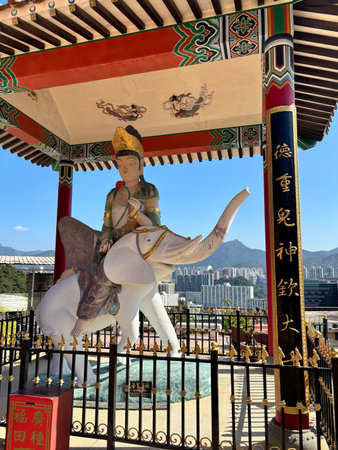 Goddess statue in the Ten Thousand Buddhas Monastery, Hong Kong.の写真素材