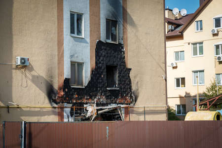 Destruction of Irpin. May, 2022. Irpin, Kyiv region, Ukraine. Russia Ukraine war. Damaged in Irpin after fightingのeditorial素材