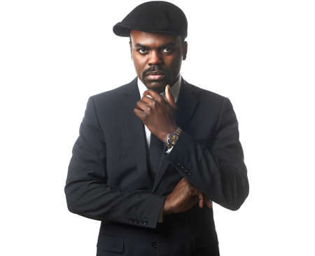 Portrait of a sexy black man in suitの写真素材