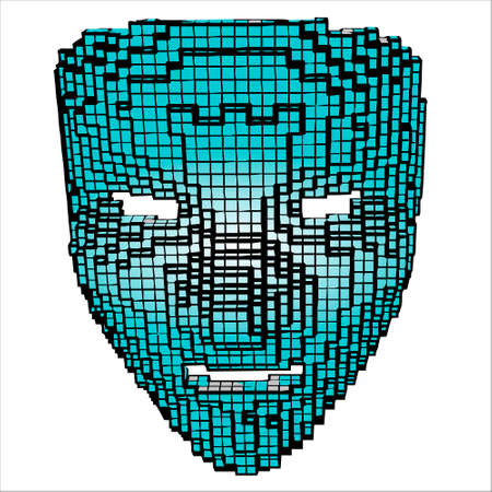 mask theatrical model voxel, vector graphics, fictional, eyes with holes for hackersのイラスト素材