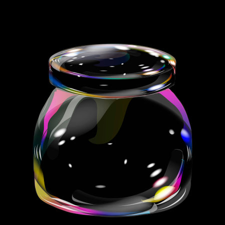 bottle and glass of soap bubble rainbowのイラスト素材