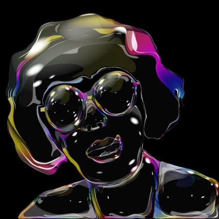 Woman soap bubble shimmers light rainbowのイラスト素材