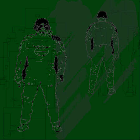 security man bust cartoon graphic arts militaryのイラスト素材