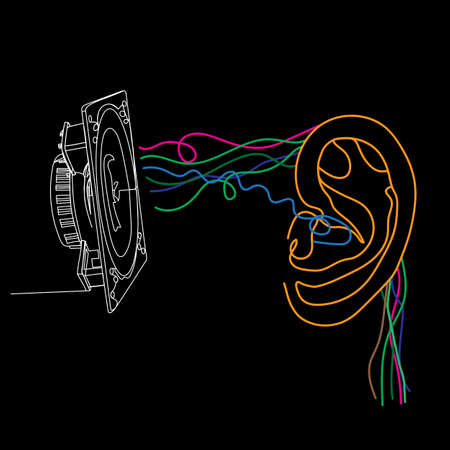 Audio speaker dynamic vector line art noodles of earsのイラスト素材