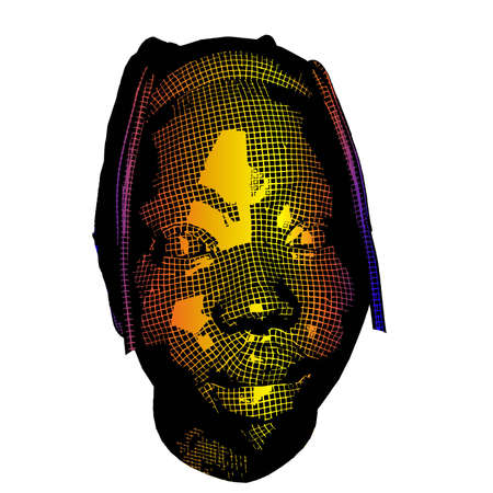 Wow pop art face. Sexy emotion african girl Vector colorful 3d greed backgroundのイラスト素材