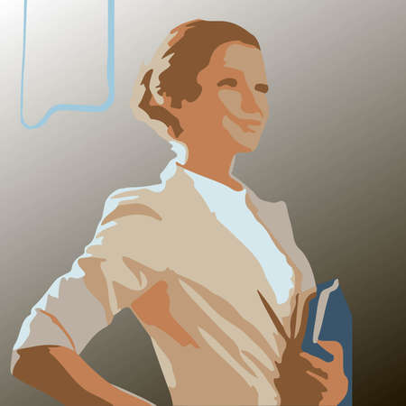 Woman Teacher Art. Smiling Girl vector cartoon.のイラスト素材