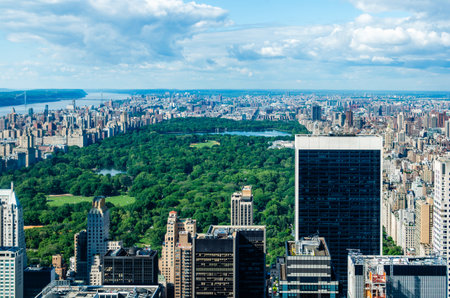 New York City Manhattan midtown skyline panorama with skyscrapers.