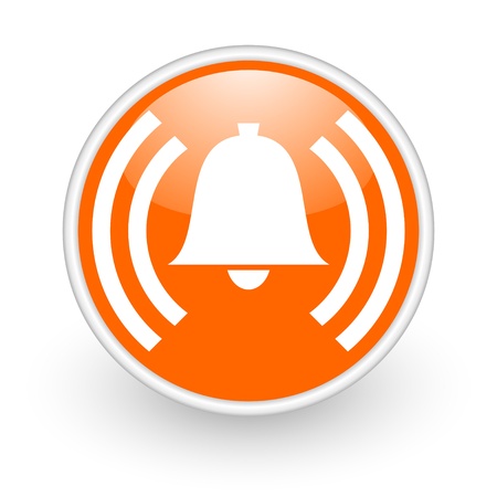 alarm orange circle glossy web icon on white background alarm orange circle glossy web icon on white background