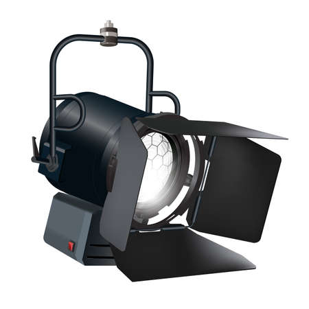 Realistic vector floodlight, soffit, studio light. Professional shooting light, studio projector....