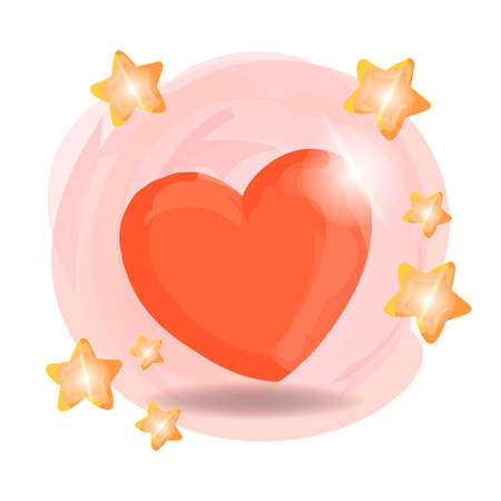 Valentines day love beautiful heart on white background. Isolated. Icon heart. Hand-drawn red love symbol. Vector illustration.のイラスト素材