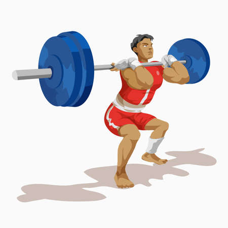 Weightlifter man training his strength isolated on white background Athletes Sportswoman Games Set. Sporting Championship People Set Competition. Sport Infographic Gymnastic events Vector Image.のイラスト素材