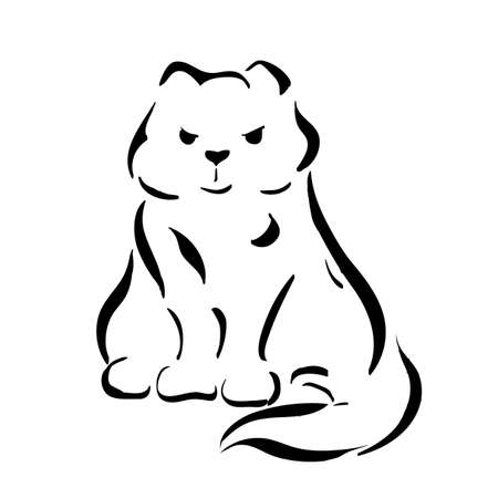 Figure cats black lines on a transparent background. Vector illustration.のイラスト素材