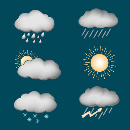 icon set weather contours on a dark backgroundのイラスト素材