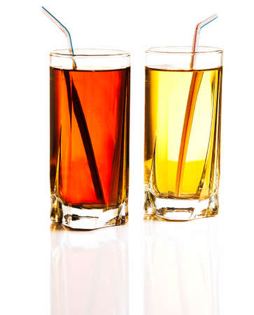 Two glasses of fresh cold lemonade isolated on white backgroundの写真素材