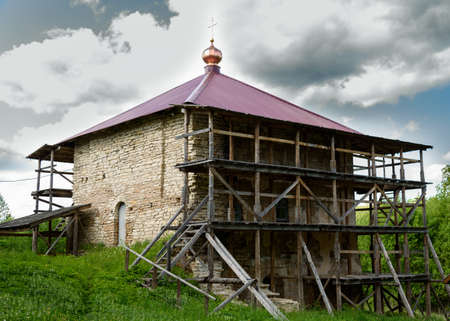 Pskov, Malsky monastery, the old stone Churchの写真素材