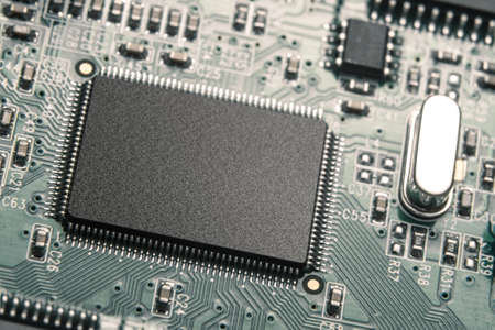 central processor unit on mainboard closeup