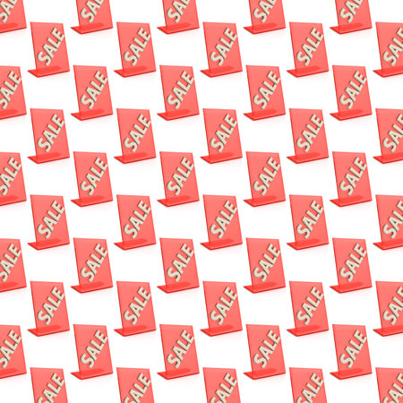 Square seamless pattern of 3d render advertising stands with the inscription sale isolated on a white background. Black friday concept. big sale.の写真素材