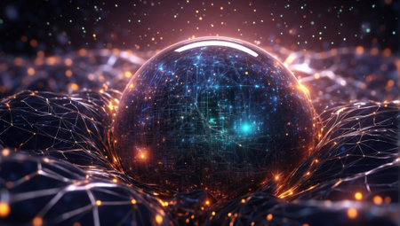 Earth globe enveloped by the worldwide internet web, technical concept. Earth globe covered with worldwide web.の素材