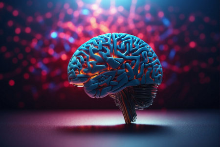 The Silhouette of the Brain Composed of Optical Fiber, Wire, Microcircuit, Forming the Image of...