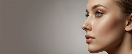 Beautiful young woman with professional makeup. Cosmetics advertisementの素材