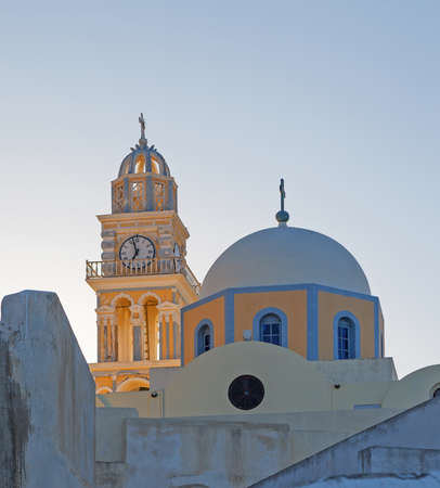 Beautiful view of famous Greek church in the mediterranean island of Santorini
