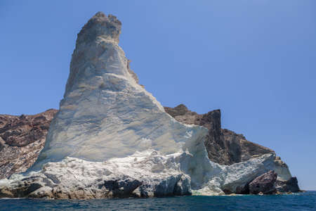 View of white rock on the trip to white beach  Akrotiri  Santoriniの写真素材