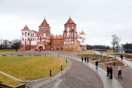 Medieval castle in town Mir in Belarusのeditorial素材