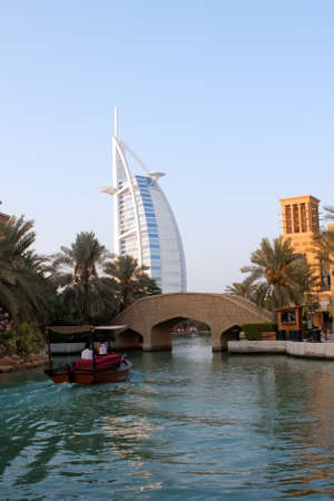 beautiful dubai resort with burj al arab in backgroundのeditorial素材