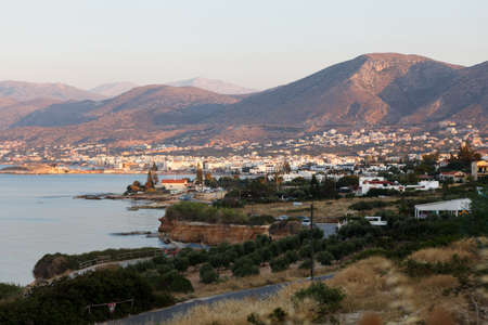 Panorama of Hersonissos town, resort in Crete, Greeceの写真素材