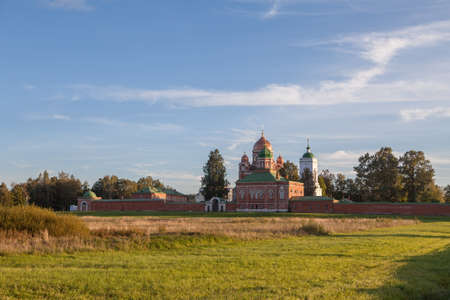 view of Savior-Borodino Convent and Church of St  John the Baptist in summer weather  Russia 