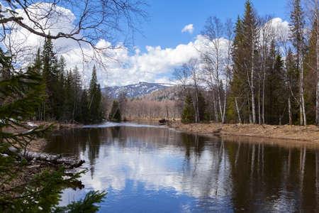 Spring landscape  Inzer River  South Ural  Russia の写真素材