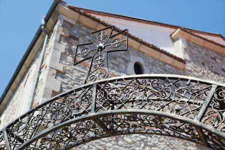 The cross on the old church in old Nessebar, Bulgariaの写真素材
