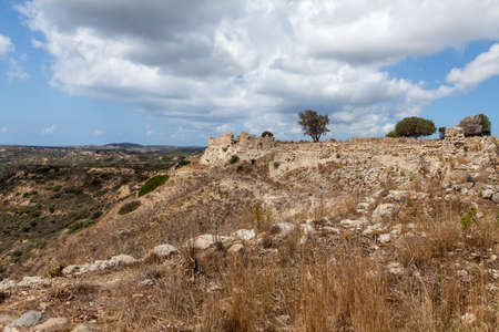 Panoramic view to the castle of Antimachias village in Kos island Greeceの写真素材