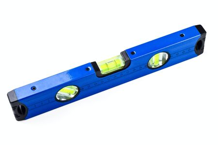 Dark blue spirit level isolated on a white background