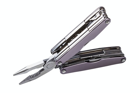 steel folding multitool isolated on a white background