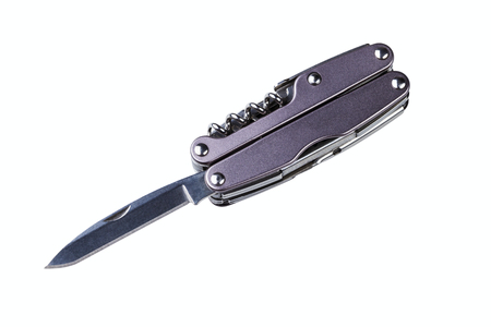 steel folding multitool isolated on a white 