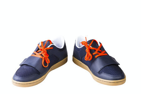 athletic man's shoes isolated on white backgroundの写真素材