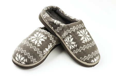 male slippers isolated on white backgroundの写真素材