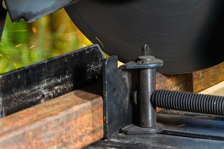 cutting metal square pipe on detachable machineの写真素材