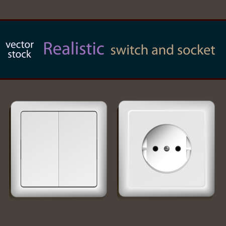 Realistic white switch and socketのイラスト素材