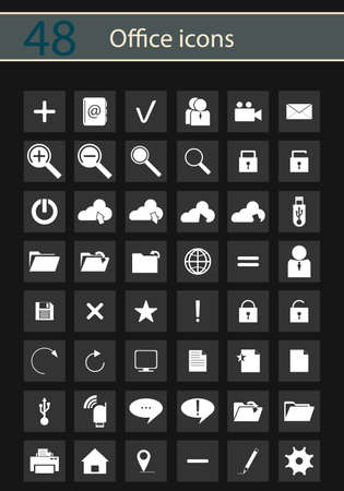 business and office icons on black backgroundのイラスト素材