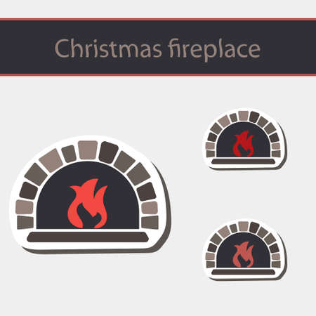 Christmas Card with fireplace on white background.のイラスト素材