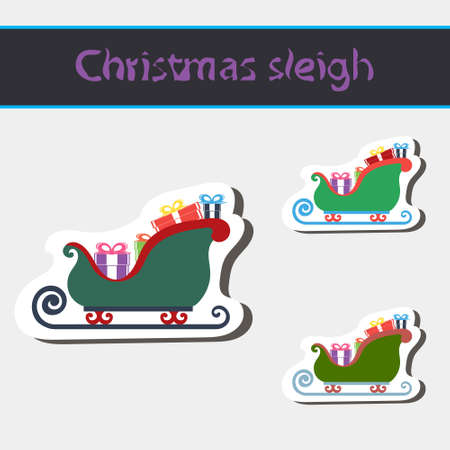 Christmas sleigh of santa claus with gifts vector illustration isolated on white backgroundのイラスト素材