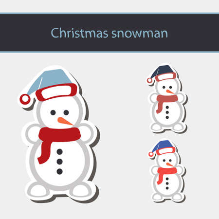 Snowman in Santa Claus xmas hat  isolated on white background.のイラスト素材