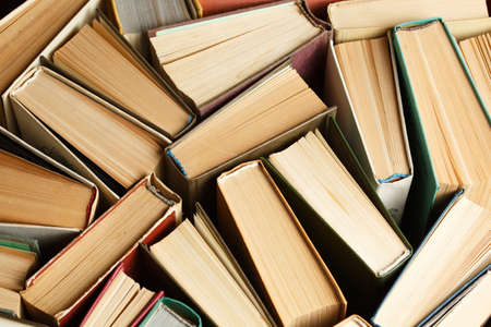 Old hardback books background. education background. Back to school. Copy space for text.
