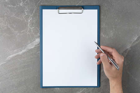 open notepad on the marble table top view,business conceptの写真素材